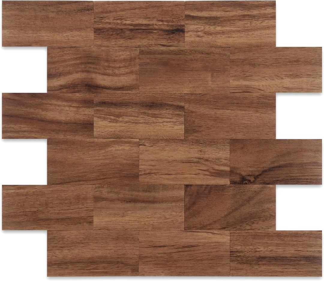 2026 New Upgrade Peel and Stick Backsplash Tile, Peel and Stick 11.34" X 11.57" Wall Tile for Kitchen, Bathroom, Fireplace, Laundry (Brown Woodgrain, 10 Packs)