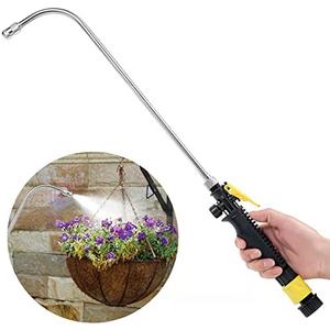 Mist Watering Wand For Hanging Baskets,25 Inch Spray Wand With Adjustable Nozzle, Car Pet Window Cleaning Tool, Great For Watering Seedbeds, Hanging Plants, Deck Plants.（90-degree curved nozzle）