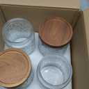 Vintage Glass Jars with Wooden Lids, 4 Pack 24 oz Airtight Glass Food Storage Containers Sets for the Kitchen, Sugar Coffee Candy Spice Cookie Tea Pasta