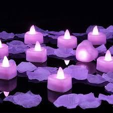 Coume Artificial Rose Petal 40 Pieces LED Tealights Candle, Romantic Decorations Special Night Rose Petal Heart Candle for Valentines Wedding Anniversary Proposal Decor(Cute White Light)