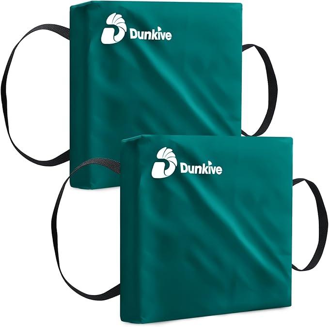 Dunkive 2 Pack Boat Throw Flotation Cushion, USCG Approved, Emergency Marine Throwable Flotation Device, Foam Boat Cushions Life Preserver, Throw Cushions for Boats, Kayaks, Canoes (Green