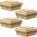 Sasylvia 4 Pcs Wooden Post Caps Cedar Fence Post Caps Rot Resistant, Decorative Tops for Decks Mailboxes and Outdoor Fences Protection (4x4 Inch)