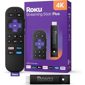 Roku Streaming Stick Plus - 4K & HDR Roku Streaming Device for TV with Voice Remote - Free & Live TV