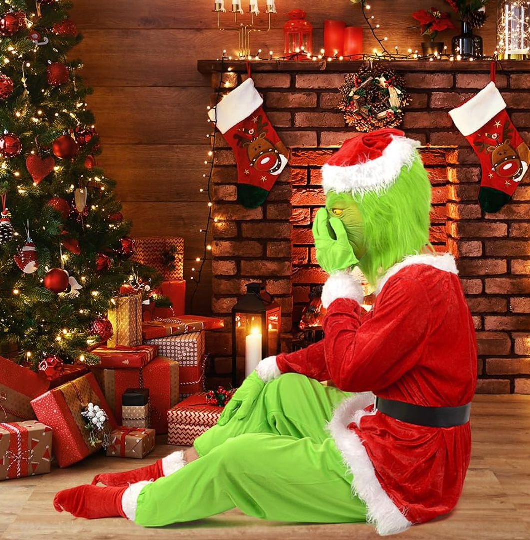 ioFlask Christmas Furry Costume Halloween Adult, Halloween Outfit for Woman Men, Costume Santa Claus Cosplay, XL