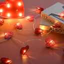 [Timer] Valentines Day Garland Lights Red Pink Heart Light 10FT 20LED 3D Hollowed Rattan Heart String Light Battery Operated, Valentines Day Lights Romantic Valentine Decoration Bedroom Party (9.84 Feet-20LED)