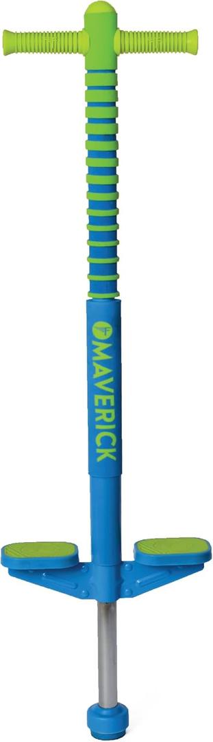 Flybar Maverick Pogo Stick for Kids Ages 5+, 40 to 80 Pounds, Perfect for Beginners, Easy Grip Handles, Anti-Slip Pegs, Outdoor Toys for Boys and Girls (Blue/Green)
