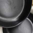 AmorArc 9.75'' Ceramic Large Pasta Bowls, 38oz Stoneware Flat Serving Bowls Set of 4, Oven,Microwave&Dishwasher Safe Bowls with Wavy Rim for Fruit Pasta Salad Meal, Matte Black