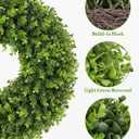 20 Inch Boxwood Front Door Wreaths, Spring and Summer Outdoor Wreath for Front Door, All Seasons Artificial Green Wreath for Farmhouse Wedding Porch Wall All Seasons Indoor Decorations