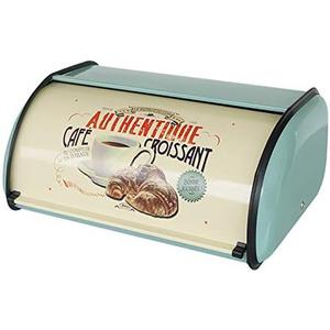 SOTECH Metal Bread Box with Roll Top Vintage Breadbox for Kitchen Countertop Retro Bread Bin Holder Counter Farmhouse Bread Storage Container Blue