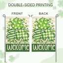 St Patricks Garden Flag, 28x40 Inch St Patricks Flag, Welcome Yard Flag with Shamrocks Clovers for Outdoor Porch Decorations (Green)
