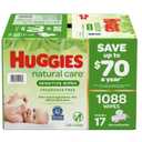 HUGGIES Natural Care Sensitive Baby Wipe Refill, Fragrance Free (1,088 Count)