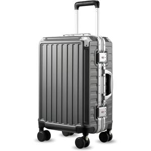 LUGGEX Carry On Luggage with Spinner Wheels, 20 Inch Aluminum Frame Zipperless Polycarbonate Hard Shell Suitcase, Charcoal Metallic LUGGEX Carry On Luggage with Spinner Wheels, 20 Inch Aluminum Frame Zipperless Polycarbonate Hard Shell Suitcase, Charcoal Metallic