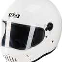 LEM Motorcycle Helmet Full Face for Men and Women, Retro Vintage Classic Open Face Style, Lightweight Fiberglass Shell, DOT Certified, for Cruiser, Cafe Racer, Scooter, Commuter (White, Size L) Kick