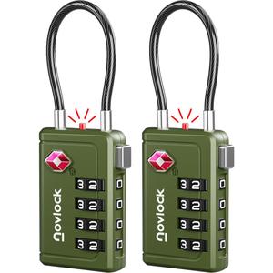 Luggage Locks TSA Approved with Inspection Indicator and Resettable 4-Digit, Easy-to-Read Combination, TSA Locks for Luggage, Suitcases, Backpacks & Travel Bags, Green, 2-Pack