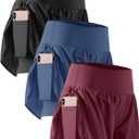 CADMUS 2 in 1 Women's Workout Shorts for Athletic Gym Running Shorts with Phone Pockets (Medium, 3 Pack: 06# Black & Navy & Wine Red)