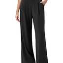 ODODOS Modal Soft Wide Leg Pants for Women High Waist Casual Relaxed Pants with Pockets, 31" Inseam, Black, Small