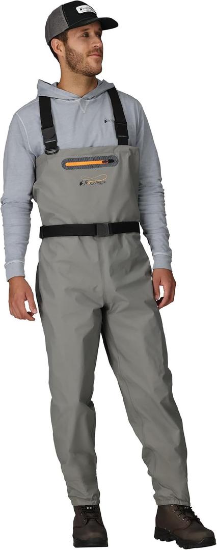 FROGG TOGGS Canyon II Breathable Waterproof Stocking foot Fishing Chest Wader for Fishing (Large, Gray)