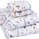 RUVANTI 100% Cotton King Size Sheets Set, 4 Pieces, Soft & Breathable Percale Weave Bedding, Deep Pocket 16", Hotel Standard, Crisp Cool Feel, Durable, Perfect Floral Bed Sheet, Fern Class