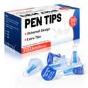 31G 1/4 Inch/6mm, Pen Tips Pack of 200, Thin-Wall Channel Design, Individually Wrapped