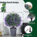 Artificial Lavender Topiary Ball Trees, 2 Set of UV Resistant Fake Evergreen Shrubs Bushes Plants with Ground Spike, Fake Plants for Outdoor Indoor Front Porch Garden