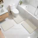 Yimobra Memory Foam Toilet Bath Mat U-Shaped, Commode Contour Rug, Soft and Comfortable, Super Water Absorbent, Non-Slip, Thick, Machine Wash Bathroom Commode Contour Rug, 24 X 20 Inches, Cream