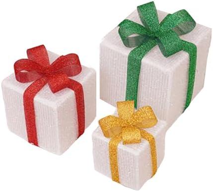 Box Ornaments Set, with Warm Glowing Light Decor Outdoor/Indoor, Versatile Festival Display, Flexible Placement for Tabletops, Mantels, Parties, Weddings L