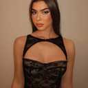 WDIRARA Women's Cut Out Lace Crop Bustier Corset Tank Top Sexy Going Out Party Club Tops (Black, XS)