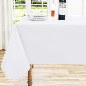 homing Rectangle Vinyl Tablecloth, Waterproof Spillproof Table Cloth with Flannel Backing, Wipe Clean Table Cover for Dining, Buffet Parties and Camping (White, 60" x 84")