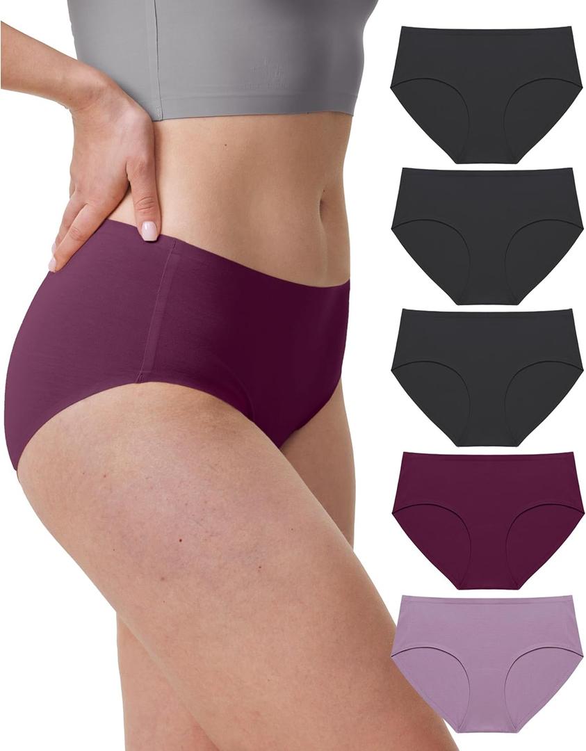 Neione Women's Cotton Underwear No Show Hipster Panties with Seamless Look No Panty Lines (5-pk Twilight, Small) Neione Women's Cotton Underwear No Show Hipster Panties with Seamless Look No Panty Lines (5-pk Twilight, Small)