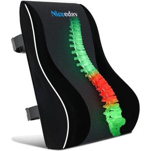 Niceeday Lumbar Support Pillow for Office Chair Car Lumbar Pillow Lower Back Pain Relief Memory Foam Back Cushion with 3D Mesh Cover, Back Pillow Ergonomic Orthopedic Back Rest