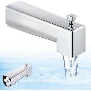 Enhon 7 Inch Slip on Tub Spout with Diverter, Compatible with Moen 3839/Moen 3853, Bathtub Diverter Spout Fits 1/2" Copper Water Tube(5/8" Diameter), 5/32" Hex Wrench(Chrome,Square)