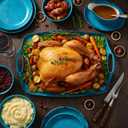 TP Large Serving Trays with Handles, 19" x 12" Melamine Serving Platters for Food, Turkey, Set of 2 Rectangular Trays for Party, Retro Teal
