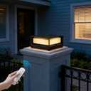 Solar Post Lights, 8.6" Solar Pillar Lights Outdoor with Remote, Dusk to Dawn Lamp Post Light Fixture IP65 Waterproof, 3 CCT & 5400mAh Battery, Aluminum, for Garden Yard Patio, Black