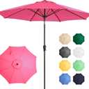 Ayge 9FT Large Outdoor Patio Umbrella Market Table Umbrella-UV Resistant, Easy Push Button Tilt and Crank, 8 Sturdy Fiberglass Ribs Heavy-Duty Pool Umbrella for Deck, Backyard,Garden,Rose Pink