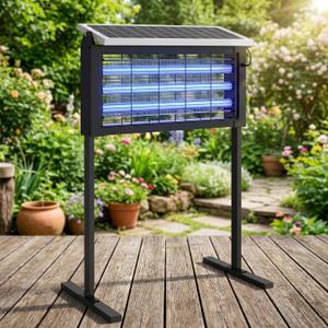Large Solar Bug Zapper Outdoor, Solar Mosquito Zapper for 3000 sq.ft, Waterproof Mosquito Killer with Stand, Rechargeable Flying Insect Trap for Patio, Yard, Garden, Camping with 20W Solar Panel