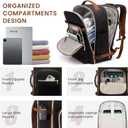 LOVEVOOK 40L Large Travel Backpack for Women Men, 17 Inch Carry on Backpack for Traveling on Airplane, Personal Item Bag Airline Approved, Business Causal Weekender Backpack, Black-Brown, 40l-17.3 Inch-4pcs