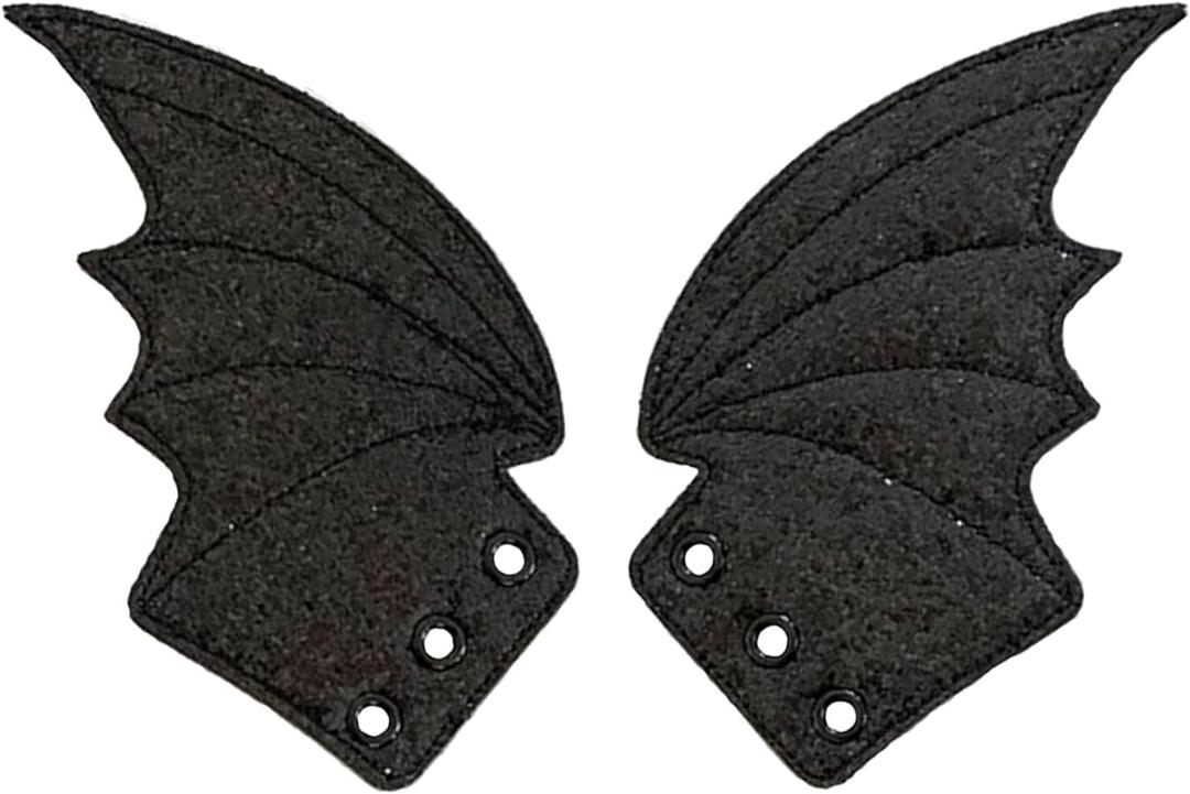 2 x DXYSQRX Shoe Wings Bat Shoe Wings Bat Wings for Boots Skates Sneakers Canvas Roller Shoes(Glitter Black) (Black)