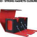 MTG Commander Deck Box - Portable Double Card Deck Box Fits 200 Double Sleeved Cards, Durable Magnetic Cards Case, Includes Dice Tray, Magnetic Card Holders and Dividers, Black/Red