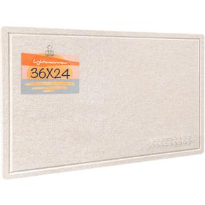 Lightomorrow Bulletin Board, 36 x 24 inches Felt Board - Decorative Pin Board, Cork Board Alternative for Wall, 3' x 2' Foldable Self-Adhesive Vision Board Prayer Board with 20 Pushpins - Oatmeal