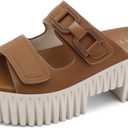 UBFEN Womens Chunky Wedge Platform Sandals Adjustable Double-Strap Square | Toed Open-Toe Style Suitable for Outdoor Casual Wear