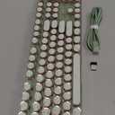 EWEADN V20 Typewriter Keyboard Wireless, 104 Keys Typewriter Style Mechanical with White Backlit, Media Knob, Pink Switch 2.4G/Bluetooth/USB-C Wired Retro Full Size Keyboard for Windows/Mac/PC-Green