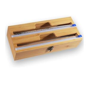 2 in 1 Plastic Wrap Dispenser, with Slide Cutter, for 12-inch Food Cling Wrap Dispenser,Parchment Paper Aluminum Foil Dispenser for Kitchen Drawer,Roll Organizer Holder,Sturdy and Reusable