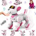 VATOS Remote Control Robot Dog Toy for Kids - Interactive Touch & Follow 17 Functions Robot Dog Pet, Programmable Smart Walking Puppy Intelligent Dancing RC Robot Toys for Girls 3-12 Birthday Gifts (Pink)
