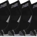 New Balance Men's and Women's Performance Recycled Ankle Socks - 6 Pairs - Moisture Wicking & Durable Reinforcement (X-Large, Black)