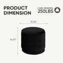 15 Inch Round Velvet Storage Ottoman, Upholstered Foldable Foot Rest Stool with Tray, Small Coffee Table for Bedroom Living Room