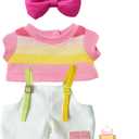 17cm Doll Clothes, Clothes Accessoriesor for 6.7 Inches Doll Clothes,Pink Top, White Overalls, Hair Bow & Charm for 6.7 inch Plush Dolls Accessories (Fresh White Overalls)
