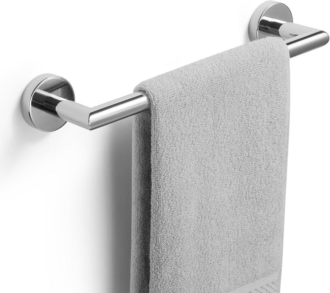 JunSun Bathroom Towel Bar 12 Inch Polished Chrome Towel Racks Wall Mount Bath Hand Towel Holder Modern Home Decor Towel Rod Bathroom Hardware Stainless Steel Towel Hangers Towel Rail Single Towel Bars