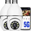2PCS 360 Degree Security Cameras Wireless Outdoor, 2.4GHz & 5GHz WiFi Light Bulb Camera, 1080p Indoor for Home Camera System, Motion Detection, Two-Way Audio (2PCS)