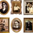 Halloween Decorations 3D Changing Face Horror Pictures Moving Portrait Haunted Pictures Gothic Mansion Portraits Tabletop Picture Frame Scary Wall Decoration for Halloween Party House (Chic,6 PCS)