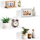 9 Inch Acrylic Floating Shelf No Drill Adhesive Wall Shelf Set of 4 for Funko Pop Storage, Floating Shelves Damage-Free Expand Wall Space for Living Room, Bathroom, Gaming Room, Office - White